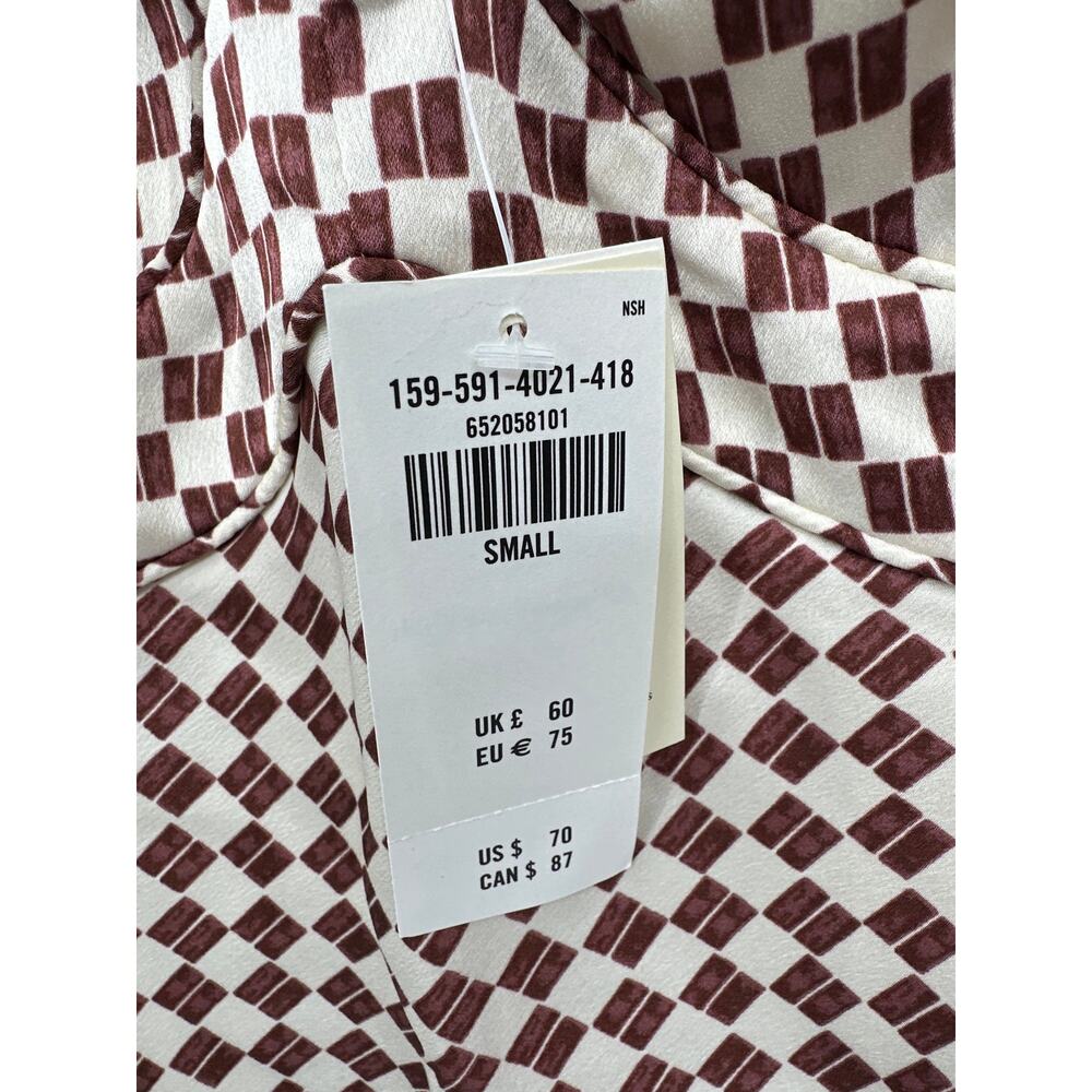 Abercrombie & Fitch Brown/Cream Checkered Slip Mini Dress Size Small NWT - Picture 2 of 5